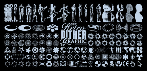 retro futuristic abstract dither bitmap graphic vector image