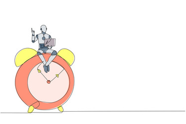 single continuous line drawing robotic artificial vector image