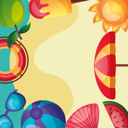 Summer time icon set around frame design Vector Image