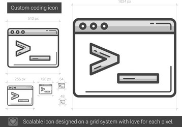 custom coding line icon vector image