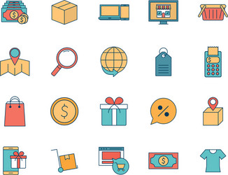 shopping online line and fill style icon set vector image