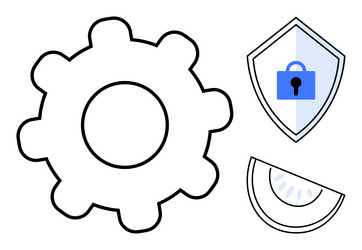 gear shield with lock and pie chart segment vector image