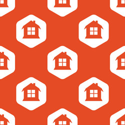 Orange hexagon house pattern vector