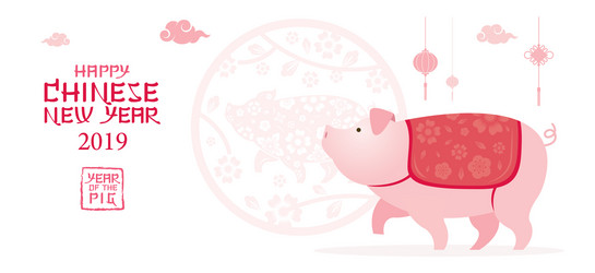 Pig character chinese new year 2019 vector