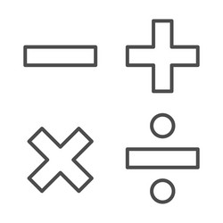 Add subtract divide multiply symbols thin line vector