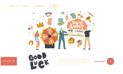 luck and fortune landing page template characters vector