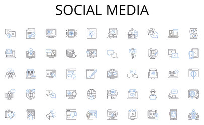 social media line icons collection freelance vector