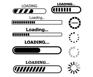 loading status bar icons web ui black and white vector