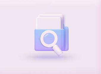 folder with magnifying glass and files 3d web vector