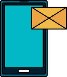 smartphone device with envelope mail vector image