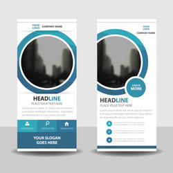 Blue Circle Roll Up Banner Vector Image