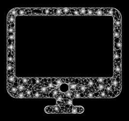 Glossy net mesh computer display with glare spots vector