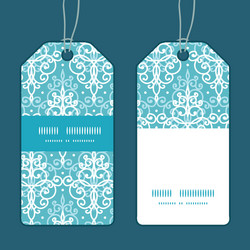 Light blue swirls damask vertical stripe frame vector