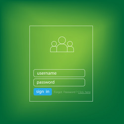 login form ui element on green background vector