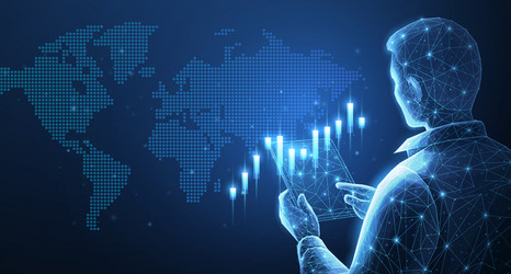 broker trader analyzing global currency exchange vector image