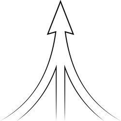 Path to goal is an arrow pointer with three roads vector