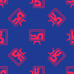 red computer monitor with graph chart icon vector image