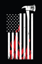 Firefighter Flag & Axe - Patriotic T-Shirt Vector Image