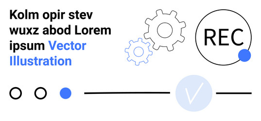 minimalistic design with gears recording button vector image