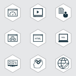 set of 9 seo icons includes report loading speed vector