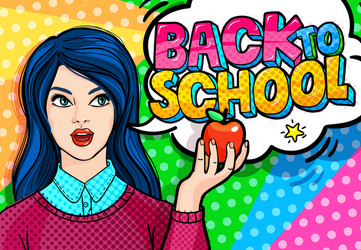 Young woman teacher in front a blackboard vector