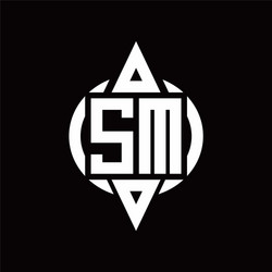 Sm logo with circle rounded combine triangle top vector