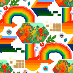 abstract seamless pattern mixed from different vector image