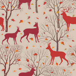 Autumn Forest Tile Pattern Vector Image
