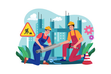 Construction workers team builder Royalty Free Vector Image
