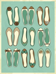 Cute retro style ballerinas shoes vector