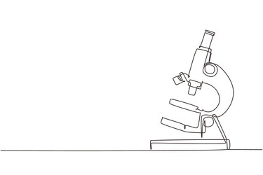 single continuous line drawing simple microscope vector image