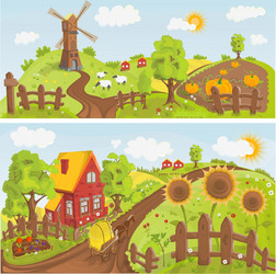 Farm rural landscape set Royalty Free Vector Image