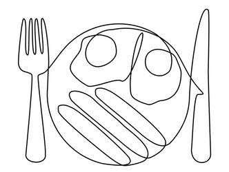 abstract meal with one line eggs vector