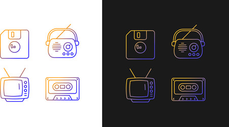 collectible vintage stuff gradient icons set vector