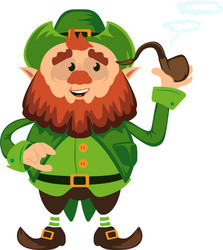 Leprechaun cartoon character or funny green dwarf vector