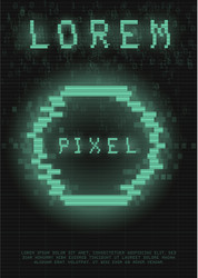 Retrofuturistic poster with a cyber glitch pixel vector