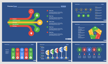 six workflow diagrams slide templates set vector