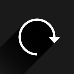 White arrow icon reload on black background vector