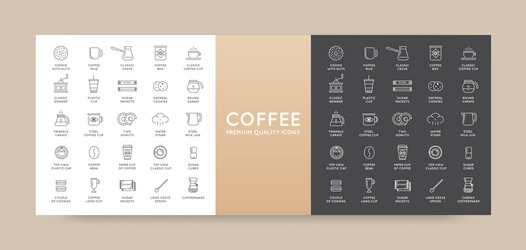 Set of thin coffee elements Royalty Free Vector Image