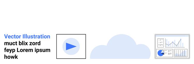 cloud-based data visualization with play icon vector image