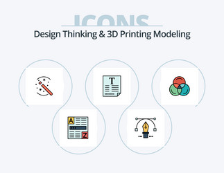 Design thinking and d printing modeling line vector
