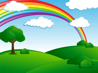 Nature rainbow view with the cloud board blank Vector Image