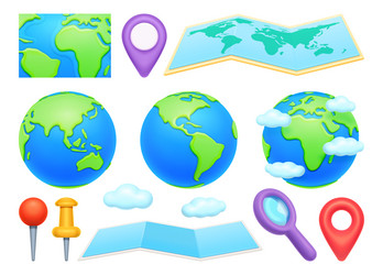 map with navigation points global travel items vector image