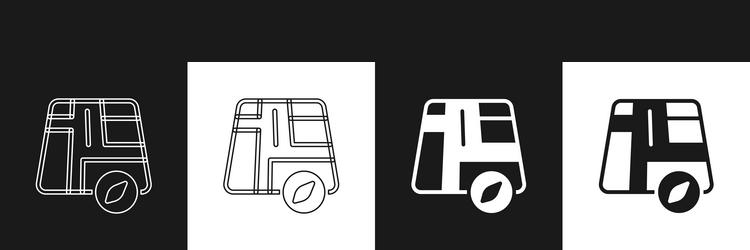 Set map pointer with taxi car icon isolated vector