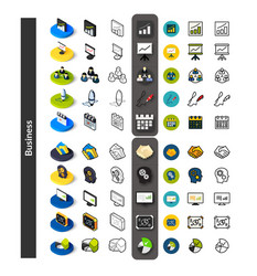 Set of icons in different style - isometric flat vector