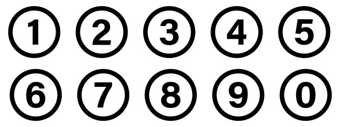 button numbers number from 1 to 9 flat design vector image