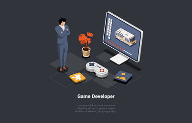 Game development concept gamedev in process vector