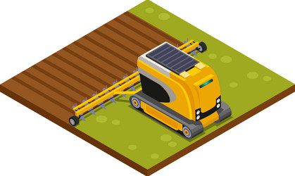 harvester robot isometric composition vector