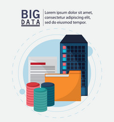 big data center base and web hosting icon set vector image