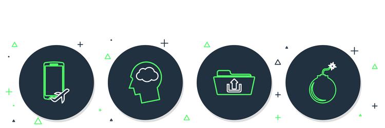 set line head silhouette with cloud folder upload vector image